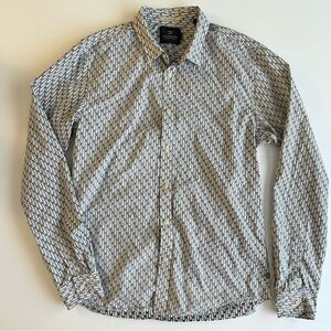 Scotch & Soda palm trees button down shirt, black white, medium